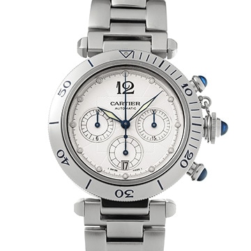 カルティエ パシャ 38mm クロノグラフ W31030H3 シルバー メンズ 時計 【中古】【wristwatch】
