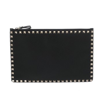 ルチアーノ バレンチノ クラッチバッグ ブラック ロックスタッズ/レザー メンズ バッグ 【中古】【bag】