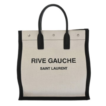 サンローラン リヴゴーシュ ベージュ/ブラック VLR632539 0221 コーテッドリネン レディース バッグ 【中古】【bag】