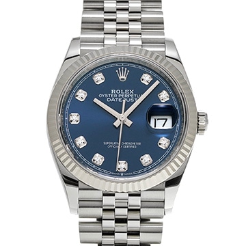 ロレックス デイトジャスト 36 126234G ブライトブルー フルーテッドモチーフ/ダイヤモンド メンズ 時計 【中古】【wristwatch】