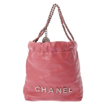 シャネル ミニ ハンドバッグ CHANEL22 ピンク AS3980 シャイニーカーフスキン レディース バッグ 【中古】【bag】