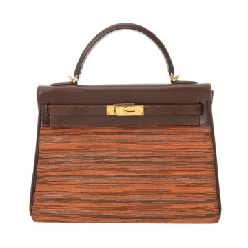 エルメス ケリー 32 内縫い 2WAY マルチカラー/ブラウン ヴィブラート/ボックスカーフ レディース バッグ 【中古】【bag】
