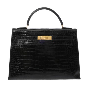 エルメス ケリー 32 外縫い ブラック ポロサスリセ レディース バッグ 【中古】【bag】