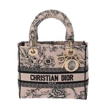 ディオール LADY D-LITE ミディアム Jardin Botanique パウダーピンク M0565ORYZ_M973 キャンバス レディース バッグ 【中古】【bag】