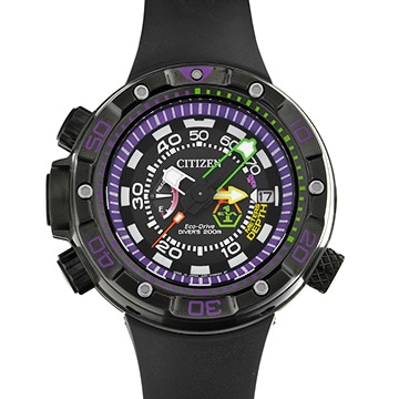 シチズン エコドライブ エヴァンゲリオン 初号機 J250-S123780 ブラック/パープル メンズ 時計 【中古】【wristwatch】