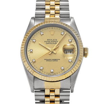 ロレックス デイトジャスト 36 16233G シャンパン/ダイヤモンド メンズ 時計 【中古】【wristwatch】