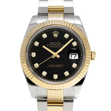 ロレックス デイトジャスト 41 126333G ブライトブラック/ダイヤモンド メンズ 時計 【中古】【wristwatch】
