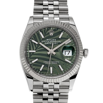 ロレックス デイトジャスト 36 126234 オリーブグリーン パームモチーフ メンズ 時計 【中古】【wristwatch】
