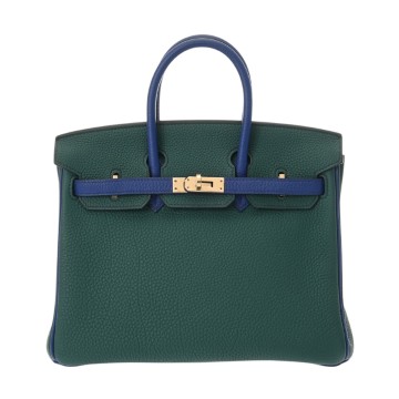 エルメス バーキン 25 SPオーダー マラカイト/ブルーロワイヤル トゴ レディース バッグ 【中古】【bag】