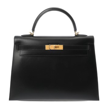 エルメス ケリー 32 外縫い ブラック ボックスカーフ レディース バッグ 【中古】【bag】