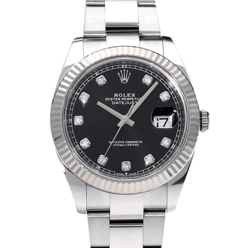 ロレックス デイトジャスト 41 126334 ブライトブラック/ダイヤモンド メンズ 時計 【中古】【wristwatch】