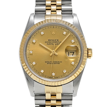 ロレックス デイトジャスト 36 16233G シャンパン/ダイヤモンド メンズ 時計 【中古】【wristwatch】
