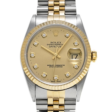 ロレックス デイトジャスト 36 16233G シャンパン/ダイヤモンド メンズ 時計 【中古】【wristwatch】