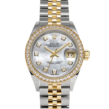 ロレックス レディ デイトジャスト 28 279383RBR ホワイトシェル/ダイヤモンド レディース 時計 【中古】【wristwatch】