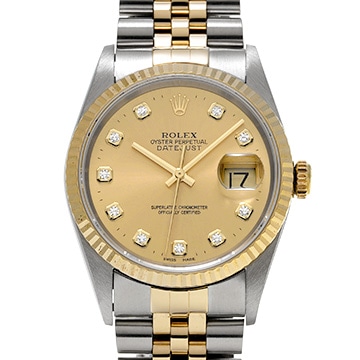 ロレックス デイトジャスト 36 16233G シャンパン/ダイヤモンド メンズ 時計 【中古】【wristwatch】