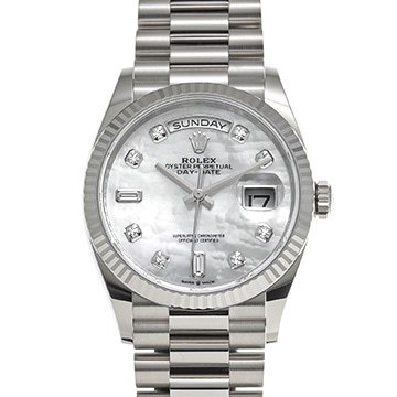 ロレックス デイデイト 36 128239NA ホワイトシェル/ダイヤモンド メンズ 時計 【中古】【wristwatch】