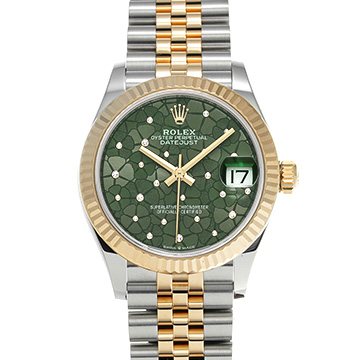 ロレックス デイトジャスト 31 278273 オリーブグリーン フローラルモチーフ/ダイヤモンド ユニセックス 時計 【中古】【wristwatch】