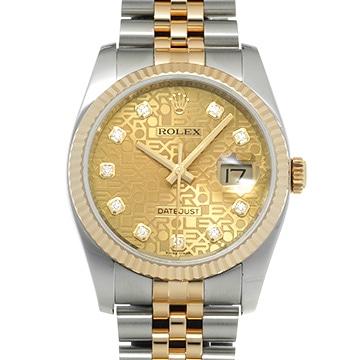 ロレックス デイトジャスト 36 116233G シャンパンコンピュータ/ダイヤモンド メンズ 時計 【中古】【wristwatch】