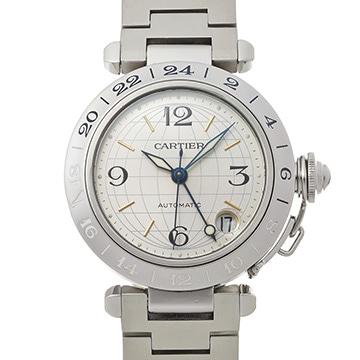 カルティエ パシャC メリディアン GMT W31029M7 シルバー ユニセックス 時計 【中古】【wristwatch】