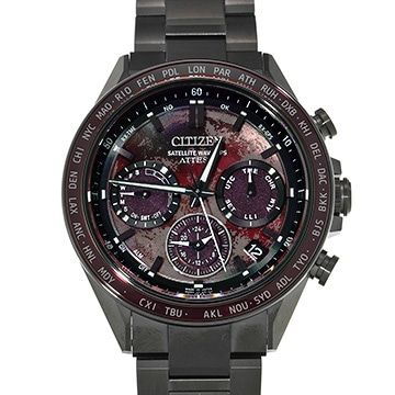 シチズン アテッサ アクトライン ブラックチタン CC4077-71Z バーガンディ/ホワイトシェル メンズ 時計 【中古】【wristwatch】