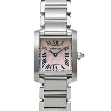 カルティエ タンクフランセーズ SM W51028Q3 ピンクシェル レディース 時計 【中古】【wristwatch】