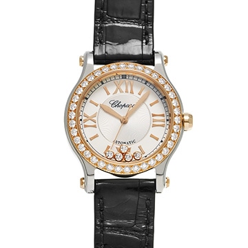 ショパール ハッピースポーツ 278573-6015 シルバー/ダイヤモンド レディース 時計 【中古】【wristwatch】