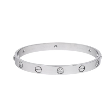カルティエ ラブブレスレット #17 ハーフダイヤ シルバー K18ホワイトゴールド WG レディース ジュエリー 【中古】【jewelry】