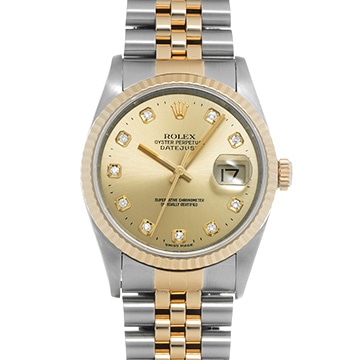 ロレックス デイトジャスト 16233G シャンパン/ダイヤモンド メンズ 時計 【中古】【wristwatch】