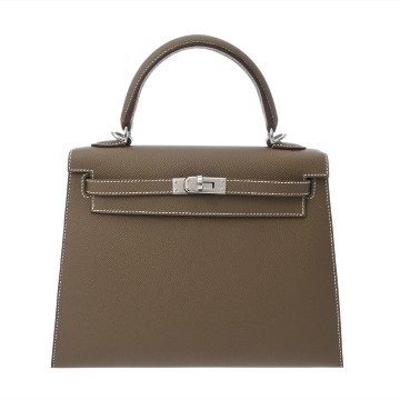 エルメス ケリー 25 外縫い エトゥープ ヴォーエプソン レディース バッグ 【未使用】【bag】