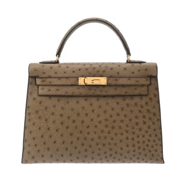エルメス ケリー 32 外縫い ムース オーストリッチ レディース バッグ 【中古】【bag】