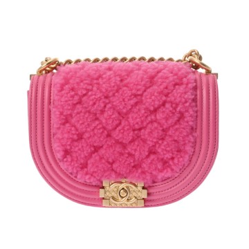 シャネル ボーイシャネル スモールフラップバッグ ピンク AS3350 ムートン レディース バッグ 【中古】【bag】