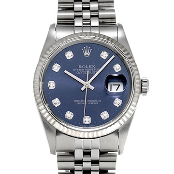 ロレックス デイトジャスト 16234G ブルー/ダイヤモンド メンズ 時計 【中古】【wristwatch】