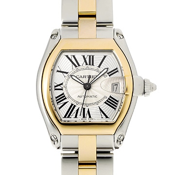カルティエ ロードスター LM コンビ W62031Y4 シルバー メンズ 時計 【中古】【wristwatch】
