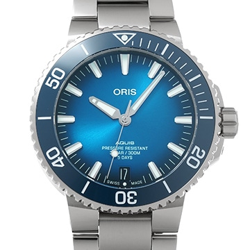オリス アクイス デイト キャリバー400 01 400 7763 4135-07 8 24 09PEB ブルー メンズ 時計 【中古】【wristwatch】