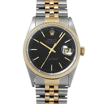 ロレックス デイトジャスト 16233 ブラック メンズ 時計 【中古】【wristwatch】