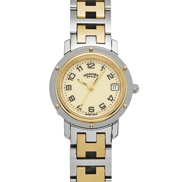 エルメス クリッパー CL4.220 アイボリー レディース 時計 【中古】【wristwatch】