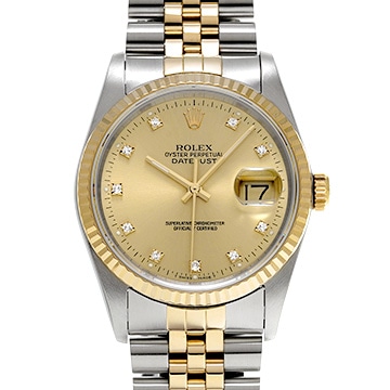 ロレックス デイトジャスト 36 16233G シャンパン/ダイヤモンド メンズ 時計 【中古】【wristwatch】