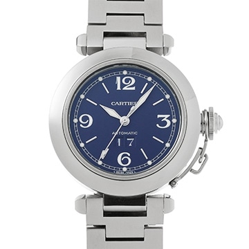カルティエ パシャC ビッグデイト W31047M7 ブルー ユニセックス 時計 【中古】【wristwatch】