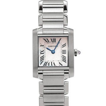 カルティエ タンクフランセーズ SM W51028Q3 ピンクシェル レディース 時計 【中古】【wristwatch】