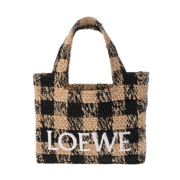 ロエベ フォントトート ミニ ナチュラル/ブラック ALF1V46X10 ラフィア レディース バッグ 【中古】【bag】