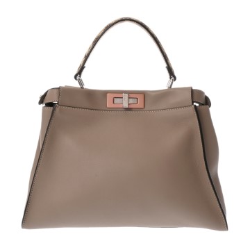 フェンディ ピーカブー ミディアム グレー 8BN290 パイソン/カーフレザー レディース バッグ 【中古】【bag】