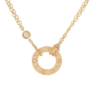 カルティエ ラブサークル ネックレス 2Pダイヤ ゴールド K18イエローゴールド YG レディース ジュエリー 【中古】【jewelry】