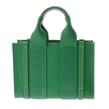 クロエ WOODY ミニトート グリーン CHC23SP237 カーフ レディース バッグ 【中古】【bag】