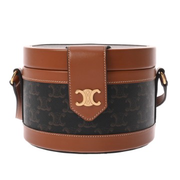 セリーヌ トリオンフ タンブール ミディアム タン 195192 トリオンフ キャンバス/カーフ レディース バッグ 【中古】【bag】