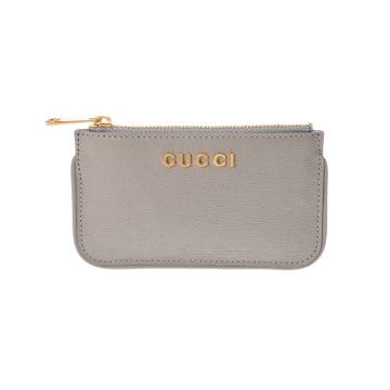 グッチ スクリプト ジップ グレー 790102 0416 レザー ユニセックス 財布 【中古】【purse】