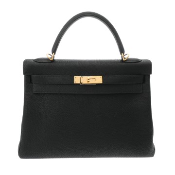 エルメス ケリー 32 内縫い ブラック トゴ レディース バッグ 【中古】【bag】