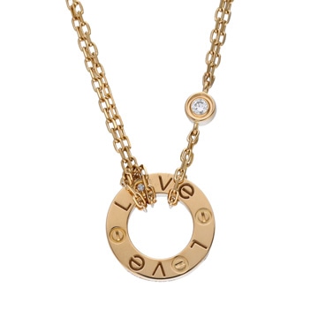 カルティエ ラブサークル ネックレス 2Pダイヤ ゴールド K18イエローゴールド YG レディース ジュエリー 【中古】【jewelry】
