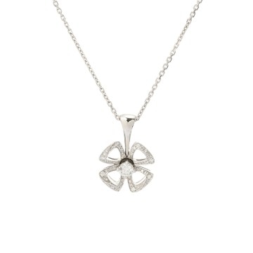 ブルガリ フィオレヴァー ネックレス パヴェ シルバー K18ホワイトゴールド WG レディース ジュエリー 【中古】【jewelry】