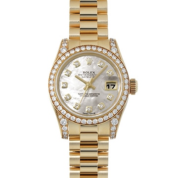 ロレックス レディ デイトジャスト 26 179158G ホワイトシェル/ダイヤモンド レディース 時計 【中古】【wristwatch】