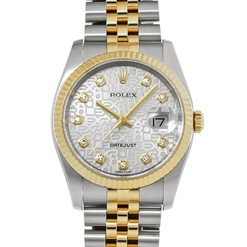 ロレックス デイトジャスト 36 116233G シルバーコンピュータ/ダイヤモンド メンズ 時計 【中古】【wristwatch】